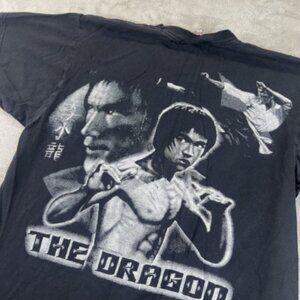 VTG Bruce Lee The Dragon Shirt Men's Large Black Tee Martial Arts Movie